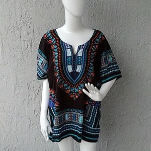 Oversized Dashiki Kimono Ankara Poncho, Black  🚺